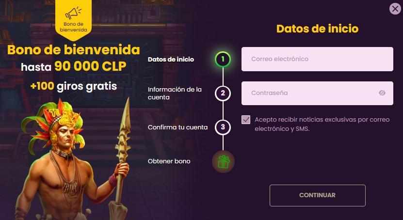 Registro para usuarios chilenos disponible en Bizzo Casino