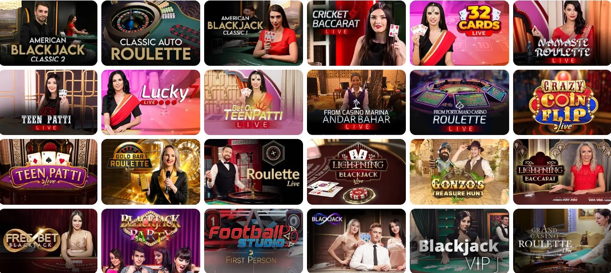 Juegos disponibles en la sección de casino en vivo de MrPlay