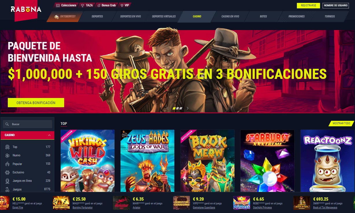 Página web del Casino Rabona en Chile